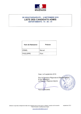 DE Ergoth&eacute;rapeute - 9 septembre 2016