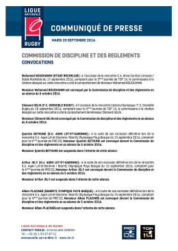 Page 1 COMMUNIQUÉ DE PRESSE MARDI 20 SEPTEMBRE 2016