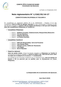 Note règlementaire N° 1/CAZ/CE/16-17