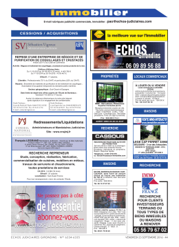 Immobilier du 23 septembre 2016 - Les Echos Judiciaires Girondins