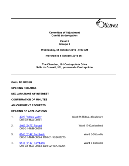 Committee of Adjustment Comité de derogation Panel 3 Groupe 3