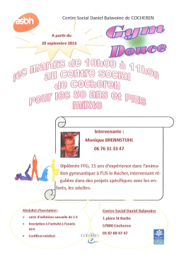 Page 1 Centre Social Daniel Balavoine de COCHEREN ~ A partir