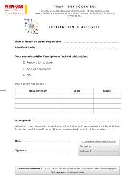 Résiliation d`activité périscolaire