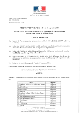 Arret&eacute; s&eacute;cheresse du 19 septembre 2016