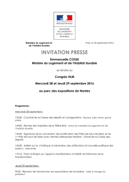 L`invitation presse : Emmanuelle Cosse se rendra au Congrès HLM