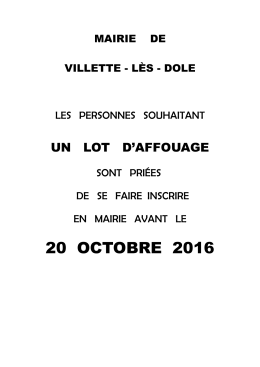 Inscriptions à l`affouage 2017 - Villette-lès-Dole