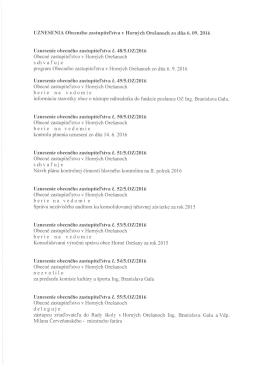 Uznesenia OZ zo dňa 6. 9. 2016