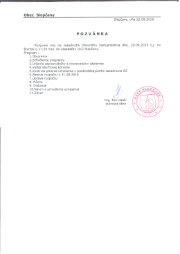 Page 1 ==--- Obec Slepčany Slepčany, dňa 22.09.2016 Po z v Á