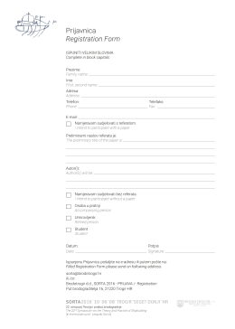 Prijavnica Registration Form