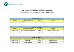 Raspored za IV. turnus predavanja (21.09. – 23.09.2016.)