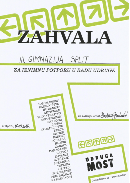 Zahvala - III. gimnazija Split