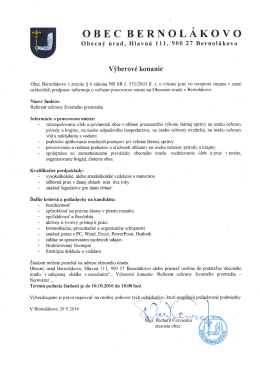 Page 1 O B E C B E R N O L &Aacute; K O V O Obecn&yacute; &uacute;rad, Hlavn&aacute; 1 1 1