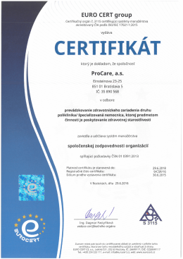 Certifikát Spoločenskej zodpovednosti