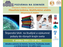 Pozvánka na seminár - Univerzita Pavla Jozefa Šafárika v Košiciach