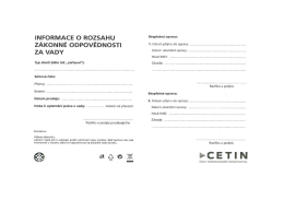Page 1 INFORMACE O ROZSAHU ZÁKONNÉ ODPOVĚDNOSTI ZA