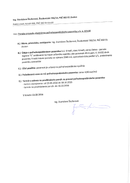 Ponuka prevodu vlastníctva poľ.pozemkov Štullerová