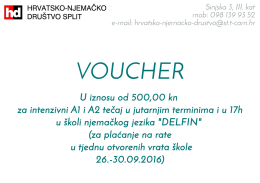 Voucher za intenzivni A1 i A2 tečaj u ranijim terminima