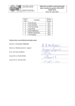 Rang lista za upis na diplomski studij 2016/2017