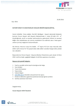 Page 1 FORUM KAYSERİ İ Y  A L 1 S V E R İ Ş 26.09.2016 Sayı