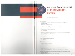 Page 1 AKDENİZ ÜNİVERSİTESİ Hukuk FAKÜLTESİ Cilt: 6 Sayı: 1