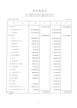 Page 1 손익계소산서 제 3기 2010년 1월 1일부터 2010년 12월 31일