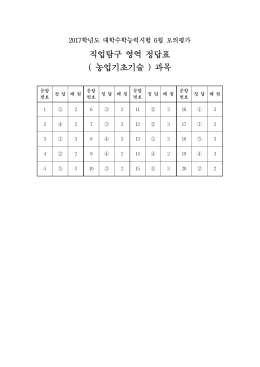 2016년 6월 고3 모의고사 농업기초기술 정답