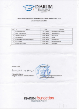 Page 1 DJARUM Beasiswa Plus sejak 1984 Daftar Penerima