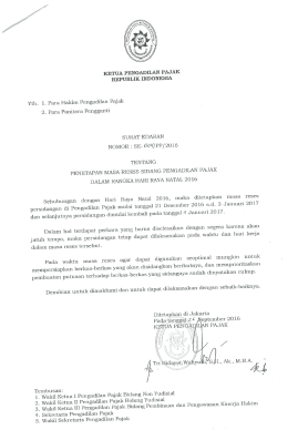 Masa Reses Sidang Pengadilan Pajak Dalam Rangka Hari Raya