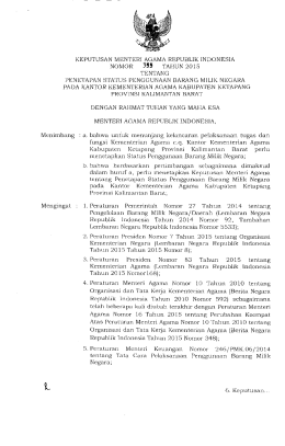 Page 1 KEPUTUSAN MENTERI AGAMA REPUBLIK INDONESIA