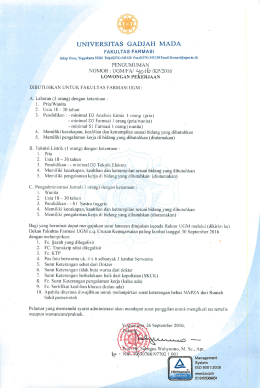 Page 1 UNIVERSITAS GADJAH MADA FAKULTAS FARMASI Sekip