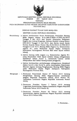 Page 1 KEPUTUSAN MENTERI AGAMA REPUBLIK INDONESIA