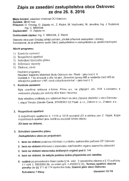 Zápis ZO ze dne 26.8.2016