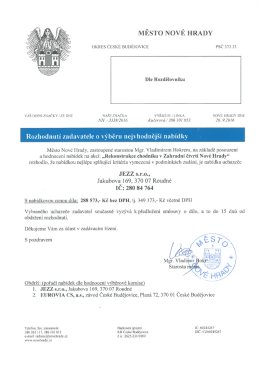 Rozhodnut&iacute; zadavatele o v&yacute;běru nejvhodněj&scaron;&iacute; nab&iacute;dky