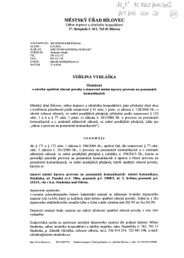 Veřejná vyhláška, oznámení o návrhu opatření