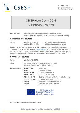 harmonogram soutěže - Česká společnost pro evropské a
