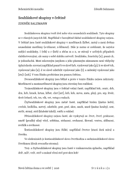 Souhláskové skupiny v češtině - Nová čeština doma a ve světě