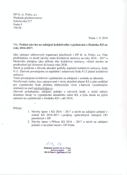 zahájení kol. vyjednávání v DP Praha o nárůst mezd na r