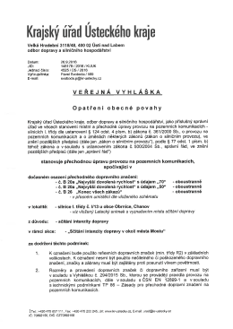 stanoven&iacute; přechodn&eacute; &uacute;pravy provozu na pozemn&iacute;ch komunikac&iacute;ch