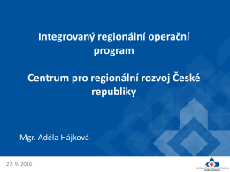 IROP - Centrum pro regionální rozvoj České republiky