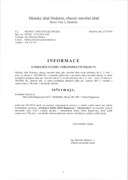 Informace o podaném návrhu veřejnoprávní smlouvy