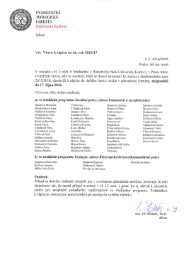 Výzva k zápisu na akademický rok 2016/17, obor PSP, KKPP