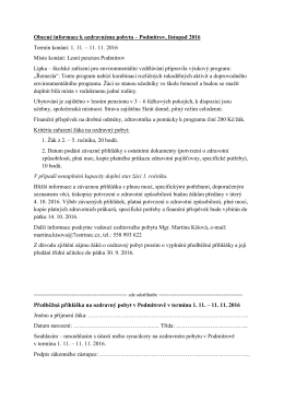 Obecné informace k ozdravnému pobytu – Podmitrov, listopad 2016