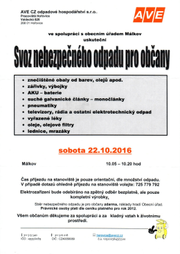 SVOZ NEBEZPEČN&Eacute;HO ODPADU 22. ř&iacute;jna 2016