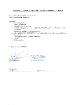 Pozvánka na jednání shromáždění "Svazku obcí