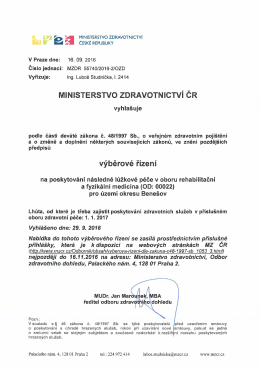 VŘ na poskytování následné lůžkové péče v oboru rehabilitační a