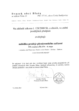 Nabídka prodeje STL plynovodu 4. etapa