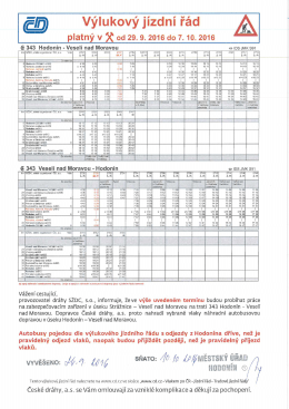 Výlukový jízdní řád od 29.9. do 7.10.2016