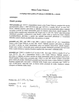 Záměr prodeje pozemků v k.ú. Česká Třebová