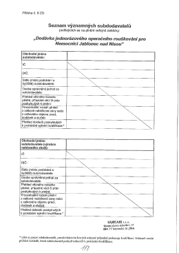 Page 1 Příloha č. 6 ZD Seznam významných subdodavatelů