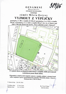Záměr města Ostrov vyjmout z výpůjčky pozemky p.č. 481, 1221